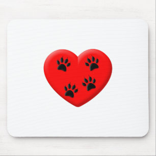 Tapis De Souris Amoureux des chats Red Heart Et Paws