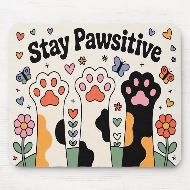 Tapis De Souris Amoureux des chiens Reste Pawsitive (Devant)