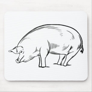 Tapis De Souris Amoureux des cochons mignons agriculteur ferme de