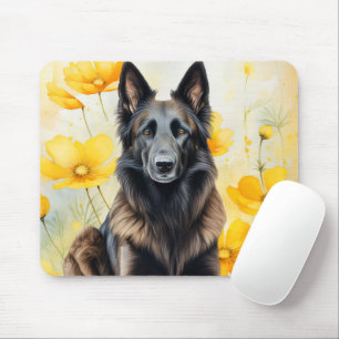 Tapis De Souris Amoureux du chien Tervuren belge et coquelicots