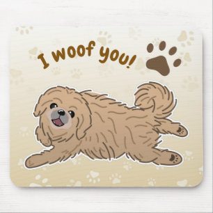 Tapis De Souris Amoureux heureux de chien pékinois Je vous fais wo