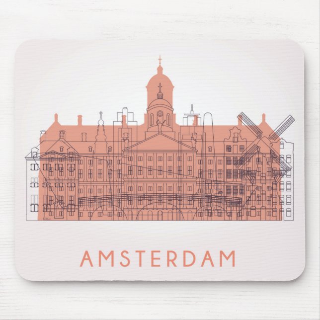 Tapis De Souris Amsterdam, horizon de Pays-Bas | des points de (Devant)