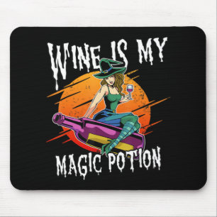 Tapis De Souris Amusant Halloween Boire Sorcière Magique Boire Vin