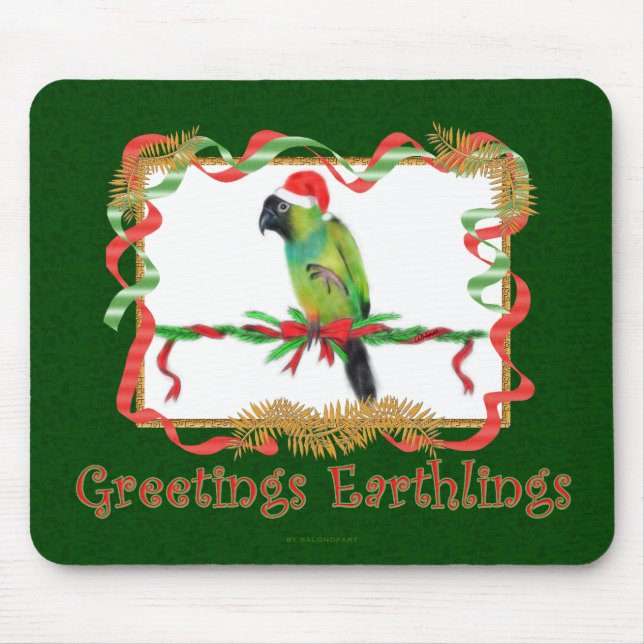 Tapis De Souris Amusant Noël Mousepad Nanday Conure Parrot (Devant)