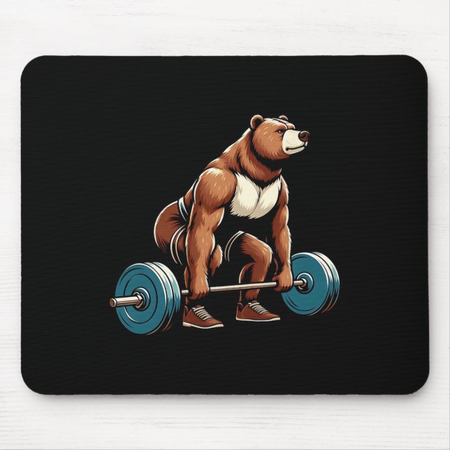 Tapis De Souris Amusant Ours Poids de levage Bodybuilding Exercice (Devant)