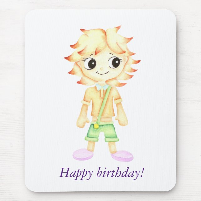 Tapis De Souris Amusant petit garçon au gingembre (Devant)