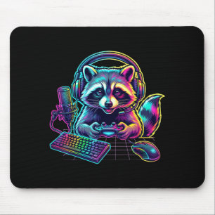 Tapis De Souris Amusant Raton Laveur Joueur Vidéo Jeu Passionné de
