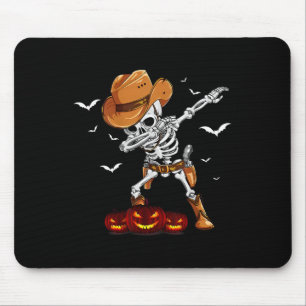 Tapis De Souris Amusante fête d'Halloween Dabbing Squelette Cowboy