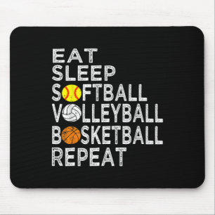 Tapis De Souris Amusants Manger Sleep Softbyll Volleybyll Bysketby