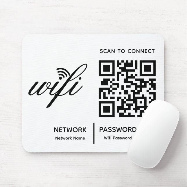Tapis De Souris Analyse Wi-Fi de code QR pour connecter le blanc p (Avec souris)