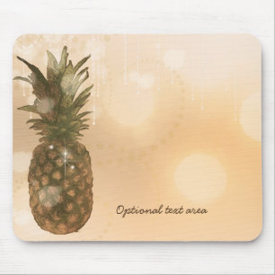 Tapis De Souris Ananas Doré Glam Élégant Tropical Personnalisé