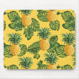 Tapis De Souris Ananas et feuille tropical sur l'or