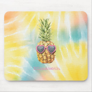 Tapis De Souris Ananas Frais, Tie-Dye Arc-en-Ciel Aquarelle