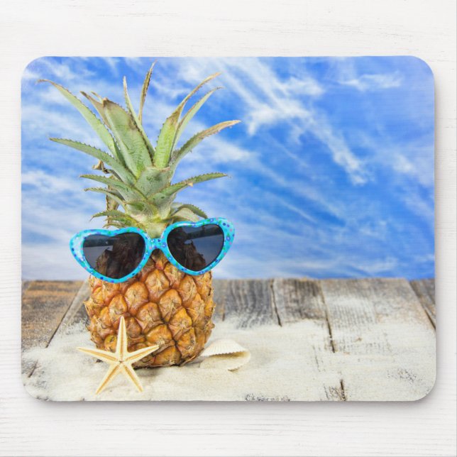 Tapis De Souris ananas portant des lunettes de soleil (Devant)