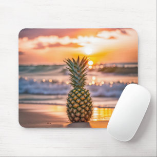 Tapis De Souris Ananas sur la plage tropicale