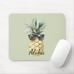 Tapis De Souris Ananas Tropical Aloha avec Lunettes de Soleil