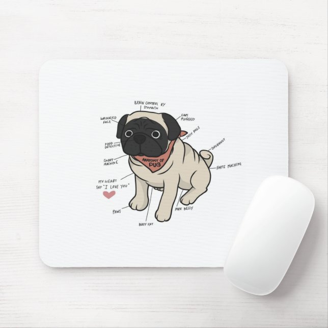 Tapis De Souris Anatomie Du Chien Carlin Graphique (Avec souris)