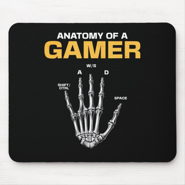 Tapis De Souris Anatomie D'Un Joueur Skeleton Main Funny Video Gam (Devant)