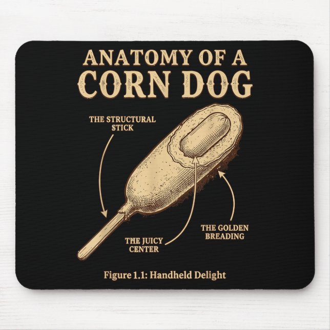 Tapis De Souris Anatomie d'un mème de corn dog ironique scientifiq (Devant)