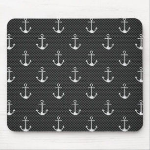 Tapis De Souris Anchors on Black Carbon Fiber Pattern