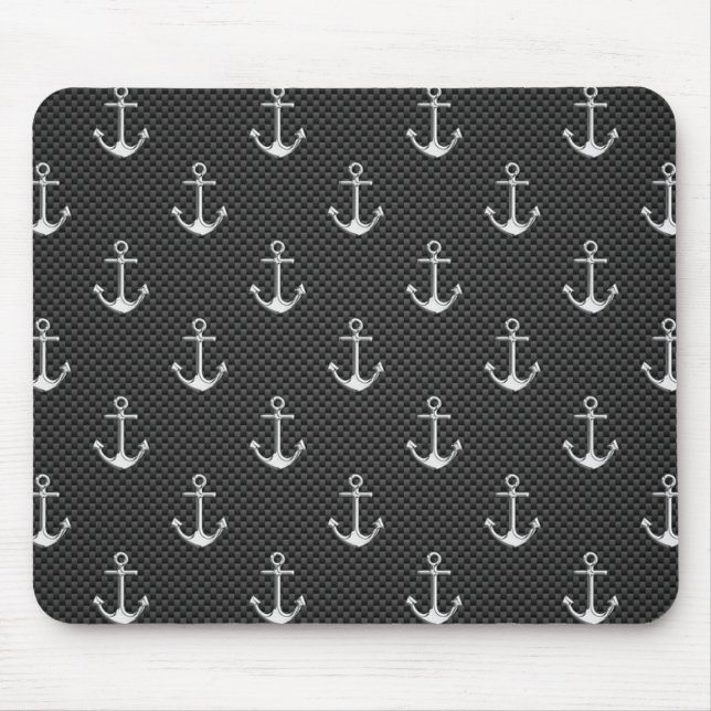 Tapis De Souris Anchors on Black Carbon Fiber Pattern (Devant)