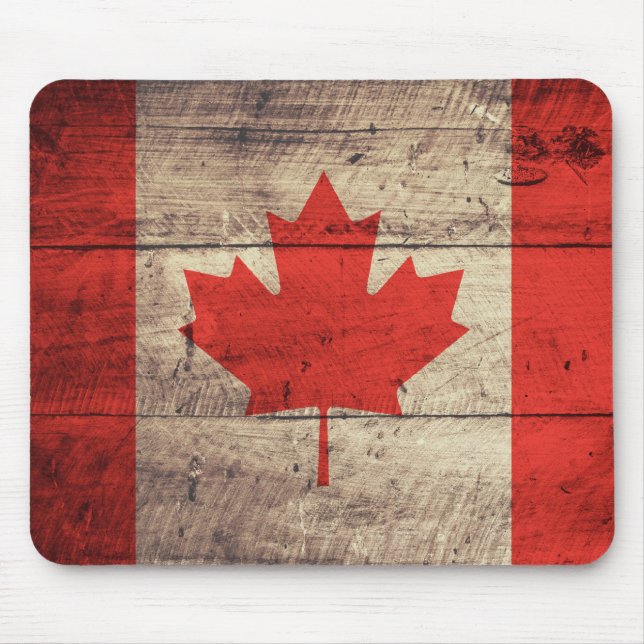 Tapis De Souris Ancien drapeau canadien en bois (Devant)