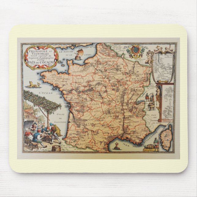 Tapis De Souris Ancienne carte de France (Devant)