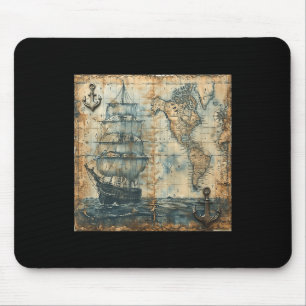 Tapis De Souris Ancienne carte nautique vintage bateau pirate voil