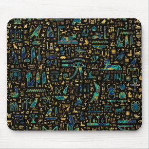 Tapis De Souris Ancient Egyptian hieroglyphics Marble and Gold