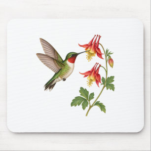 Tapis De Souris Ancolie et colibri pour un espace de travail flora