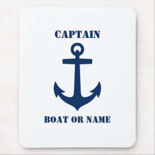 Tapis De Souris Ancre classique nautique Capitaine Bateau ou nom M