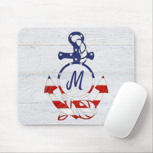 Tapis De Souris Ancre du pavillon nautique sur le bois