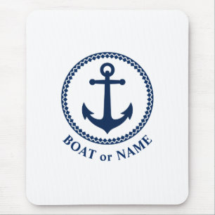 Tapis De Souris Ancre marine Votre bateau ou Nom Marine Bleu
