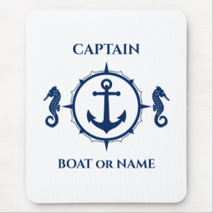 Tapis De Souris Ancre nautique Capitaine Bateau ou nom Marine