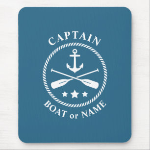 Tapis De Souris Ancre nautique et aviron avec capitaine bateau ou