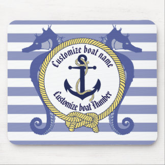 Tapis De Souris Ancre nautique/Seahorse/noeud/nom de Personnaliser