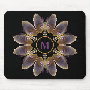 Tapis De Souris Ange Abstraite ailes Mandala Monogramme fractal