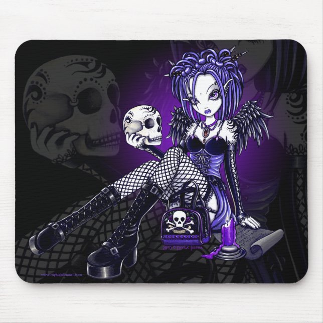 Tapis De Souris Ange bleu Mousepad de crâne de tatouage de (Devant)