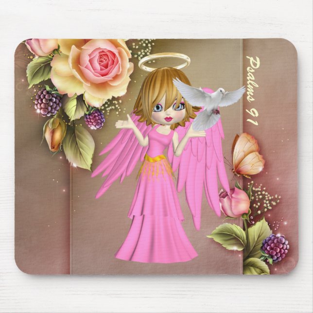 Tapis De Souris Ange de prière #4 Mousepad (Devant)