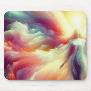 Tapis De Souris Ange déguisé dans les nuages sur un bureau