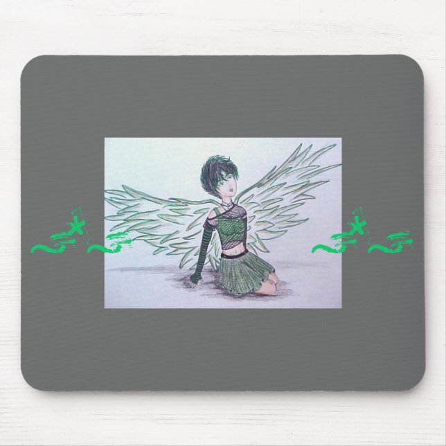 Tapis De Souris "Ange imparfait" Mousepad (vert) (Devant)