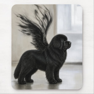 Tapis De Souris Ange Mémorial Noir de Terre-Neuve