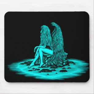 Tapis De Souris Ange , perdu dans ses pensées , Design noir et ver