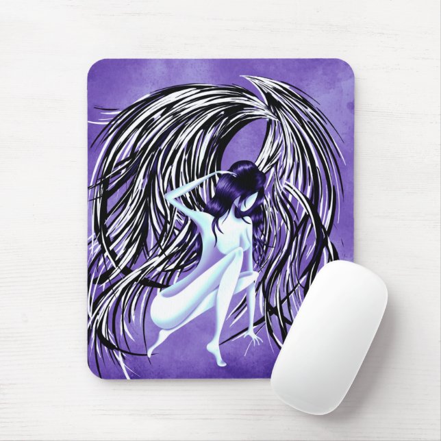 Tapis De Souris Ange tombé bleu de minuit  (Avec souris)