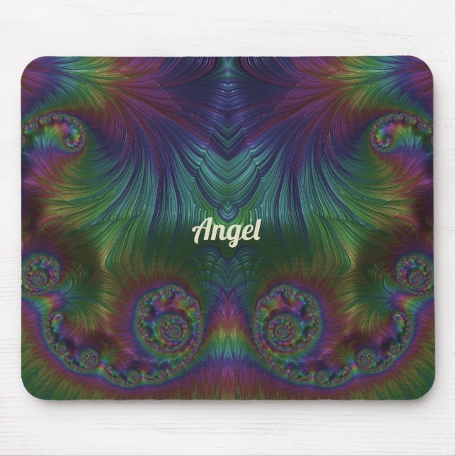 Tapis De Souris ANGEL ~ Aqua jaune et design bleu (Devant)
