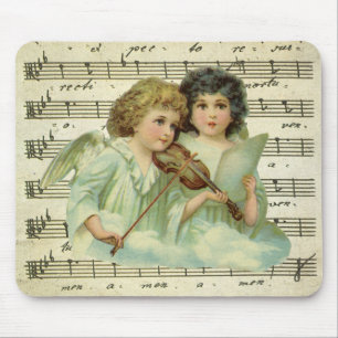 Tapis De Souris Anges de Noël victoriens Violon et Partition