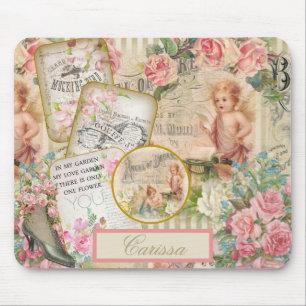 Tapis De Souris Anges et roses de l'éphémère victorien chic avec m