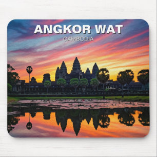 Tapis De Souris Angkor Wat Cambodia Sunset