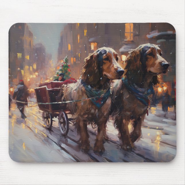 Tapis De Souris Anglais Cocker Spaniel Noël Festin Saison (Devant)