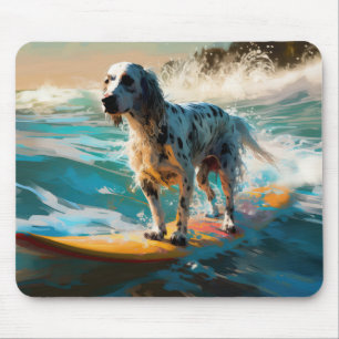 Tapis De Souris Anglais Setter Beach Surfing Painting
